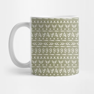 Boho Tribal Geometric Pattern Olive Mug